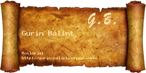 Gurin Bálint névjegykártya